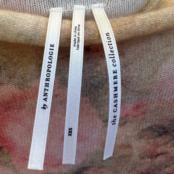 NWT new by Anthropologie cap sleeve mock neck cashmere sweater top XXS floral - Picture 5 of 15